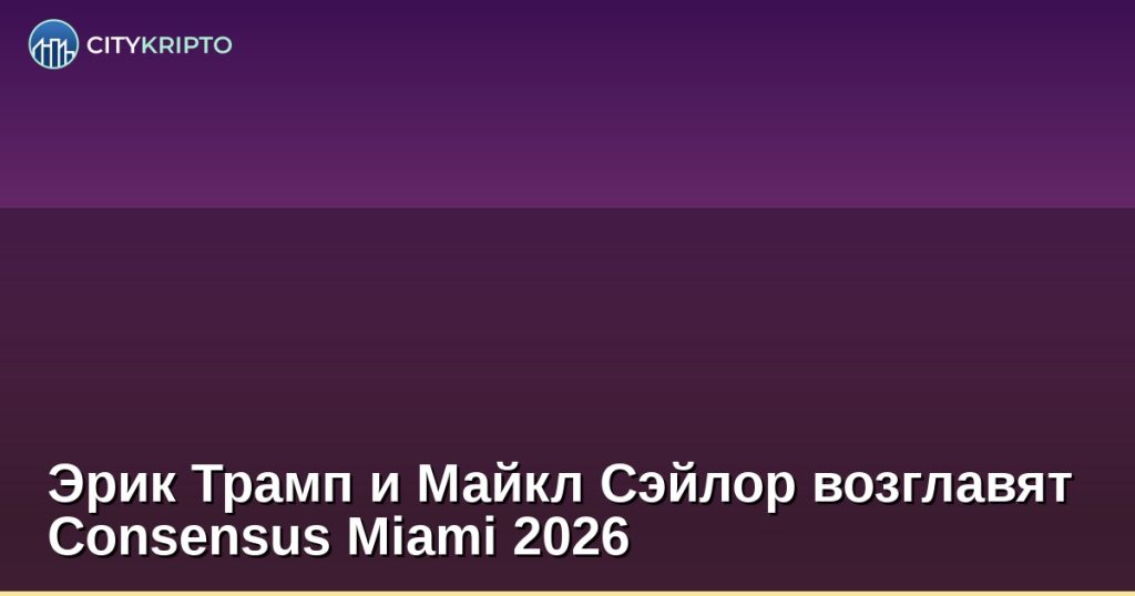 Эрик Трамп, Майкл Сэйлор и Анатолий Яковенко на сцене Consensus Miami 2026