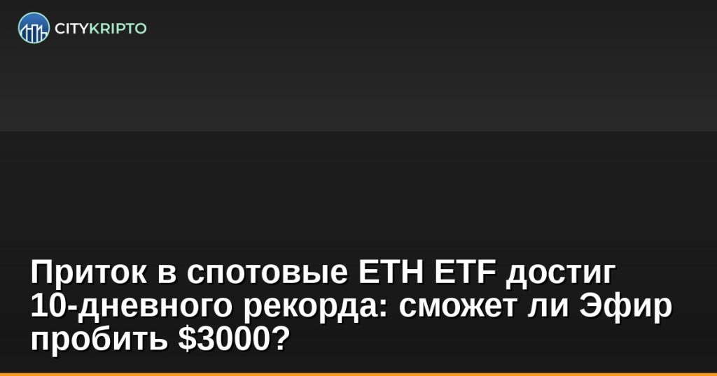 График цены Ethereum и притока в ETH ETF