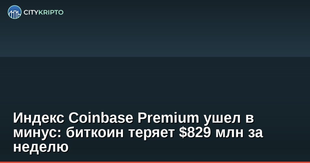 График биткоина и индекса Coinbase Premium, показывающий отрицательное значение