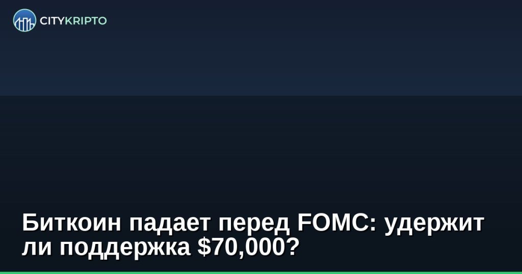 График биткоина с поддержкой $70,000 перед заседанием FOMC