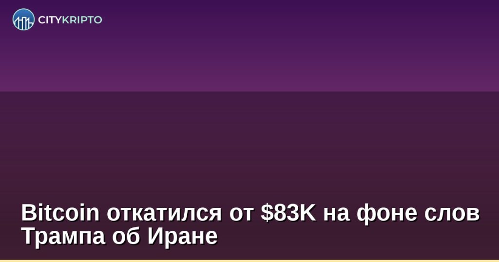 График цены Bitcoin с падением от отметки $83,000 на фоне новостей об Иране