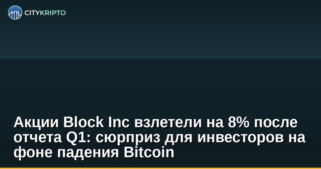 График роста акций Block Inc на фоне отчета Q1 2025 и падения Bitcoin