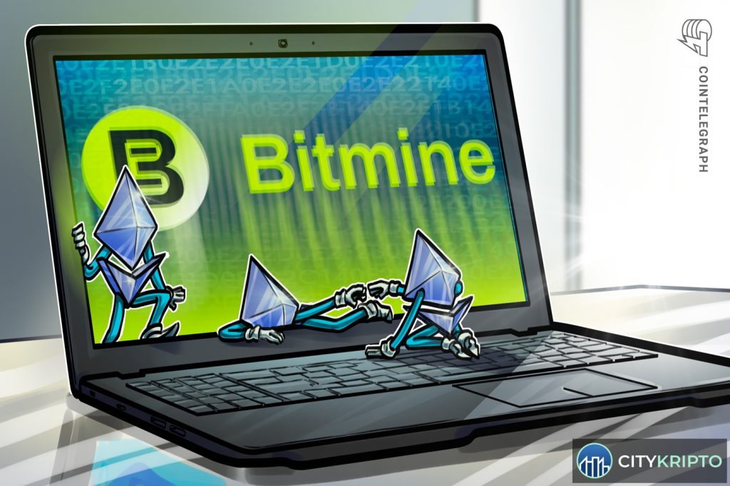 График роста запасов Ethereum компании Bitmine на фоне входа в индекс Russell 1000