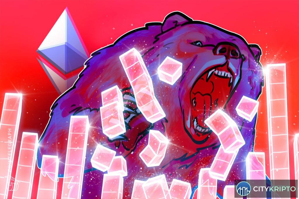 График цены Ethereum с указанием оттока из ETF и уровня поддержки $1500