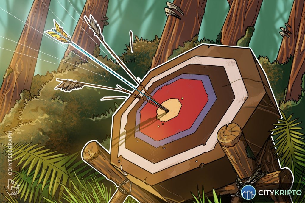 Логотипы Robinhood и dYdX на фоне блокчейна