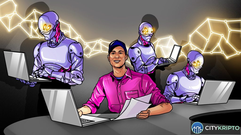 Логотип Moonbeam на фоне сетей Polkadot и Base с символом AI
