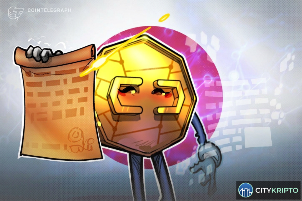 Флаг Японии на фоне графика биткоина и монет USDT, символизирующий новое регулирование криптовалют