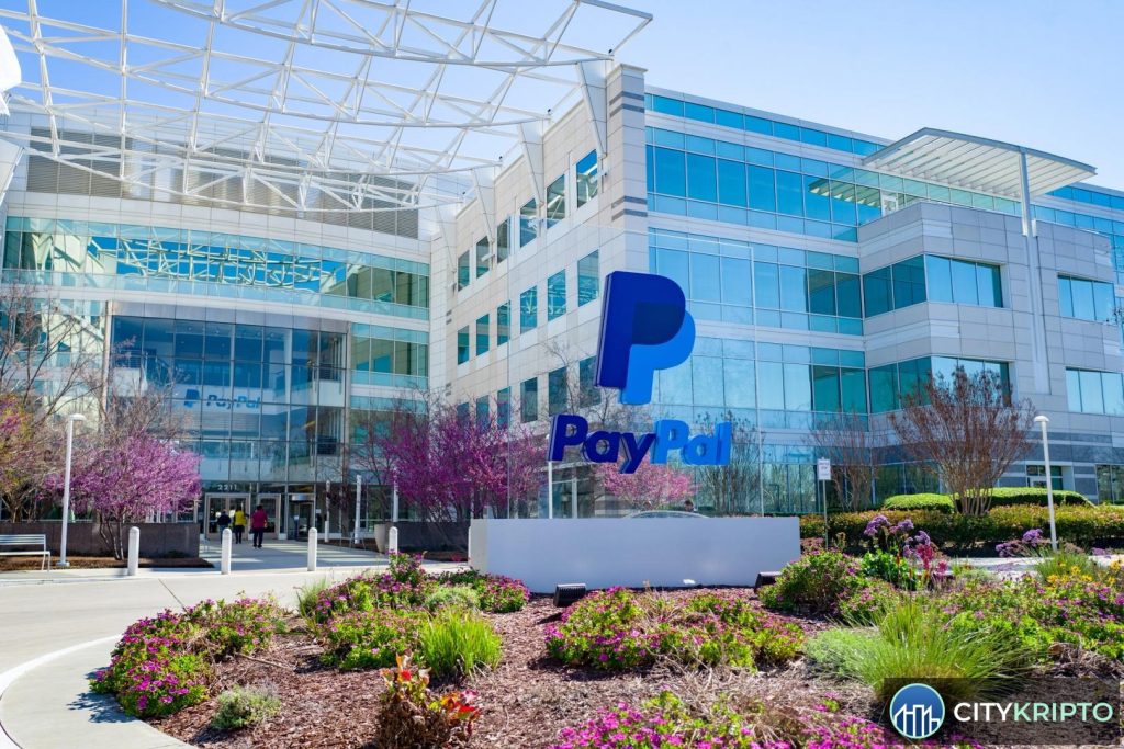 Логотипы Stripe и PayPal на фоне графика роста криптовалют