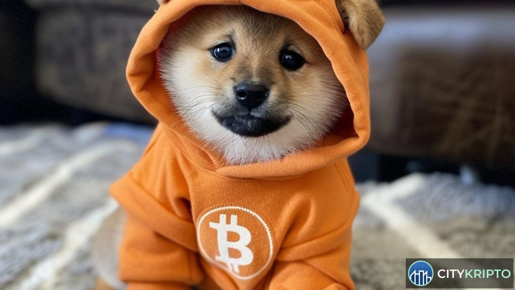 График роста Bitcoin Ordinals и логотип DOG Mode