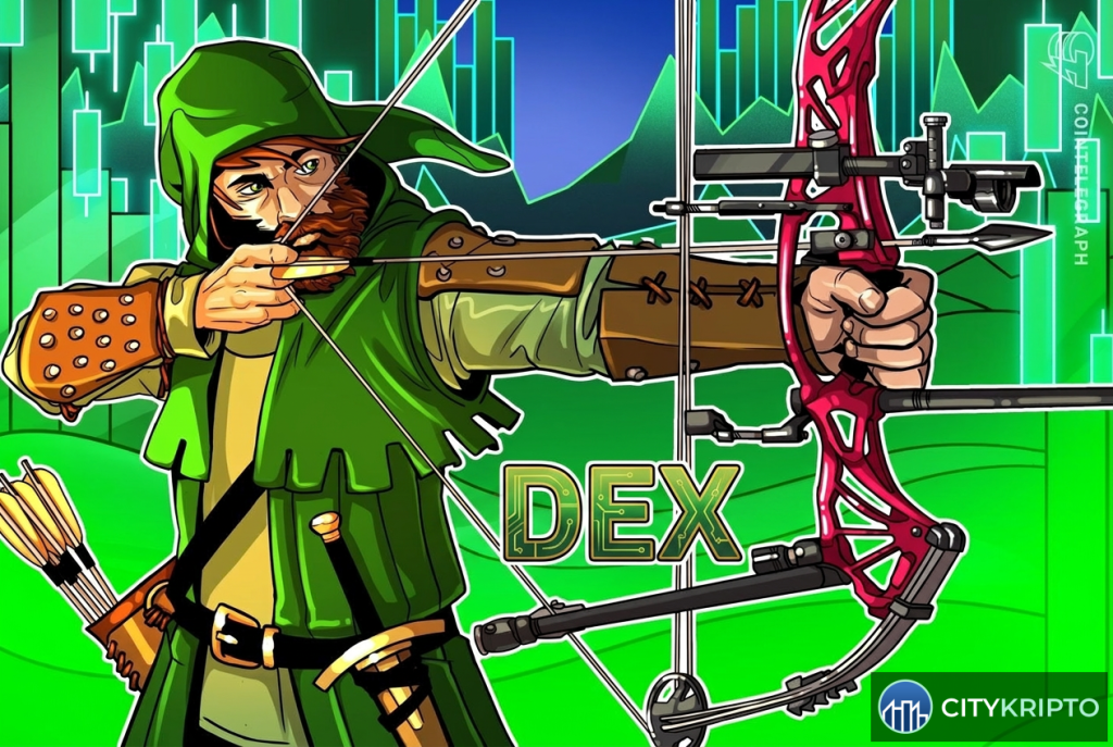 Логотип Arcus на фоне Robinhood Chain и графики перпетуалов
