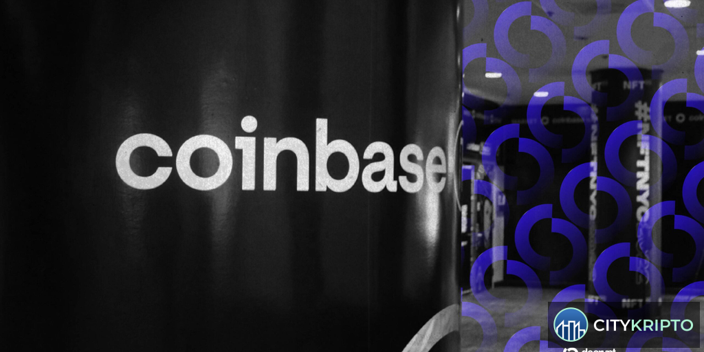 Логотип Coinbase на фоне карты Канады