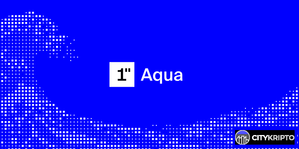 Логотип 1inch Aqua на фоне блокчейн-сетей