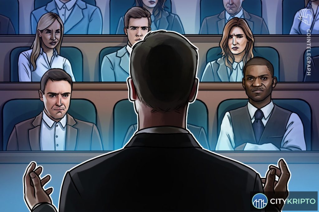 Символ арбитража и криптовалюты Bitcoin на фоне блокчейн-сети