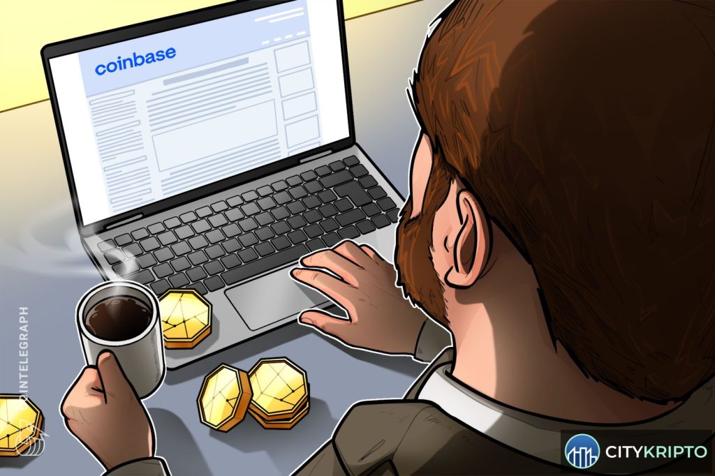 Логотип Coinbase на фоне графиков криптовалют
