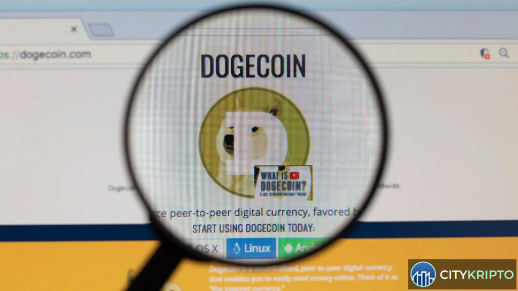 График цены Dogecoin с указанием падения на 70% и восстановления спекулятивных позиций