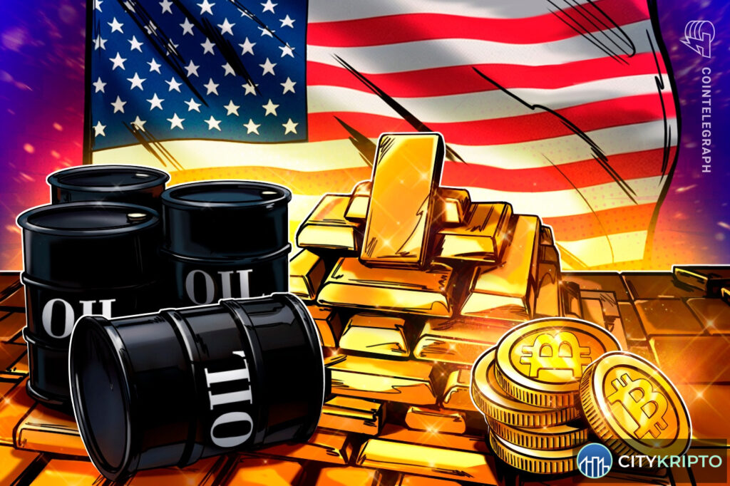 График роста биткоина до 64 000 долларов на фоне золота и нефти