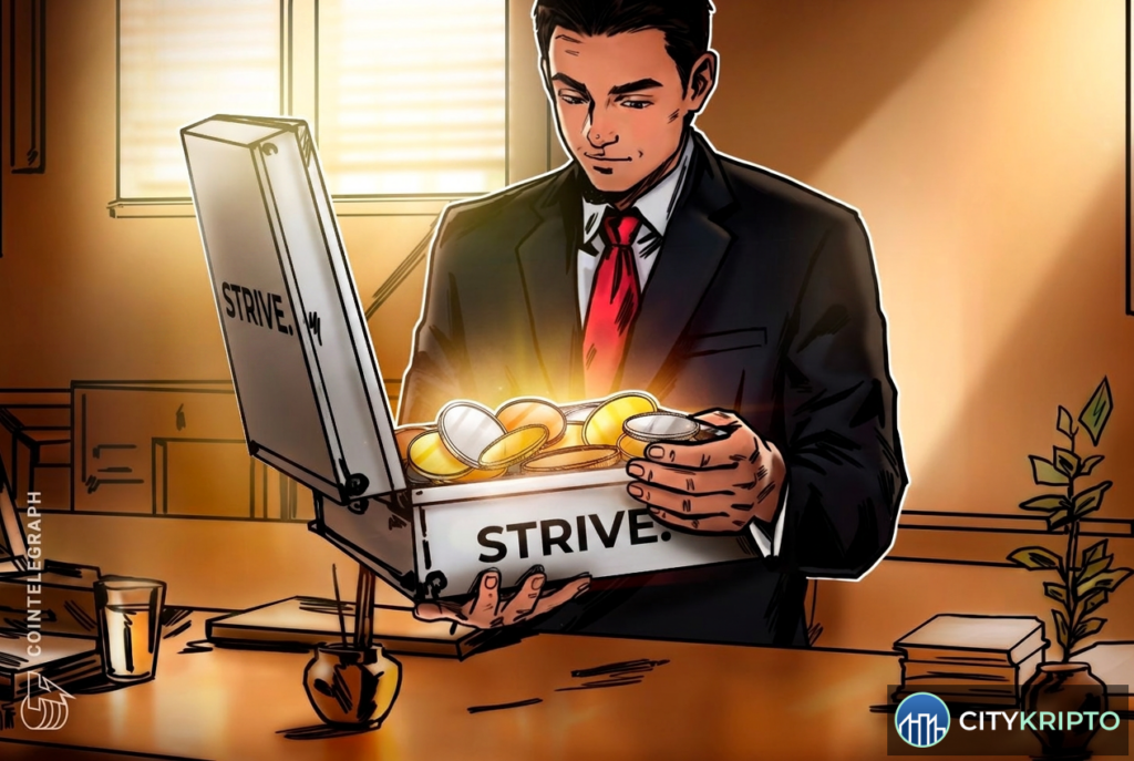 График роста Bitcoin и акций Strive после покупки 1110 BTC