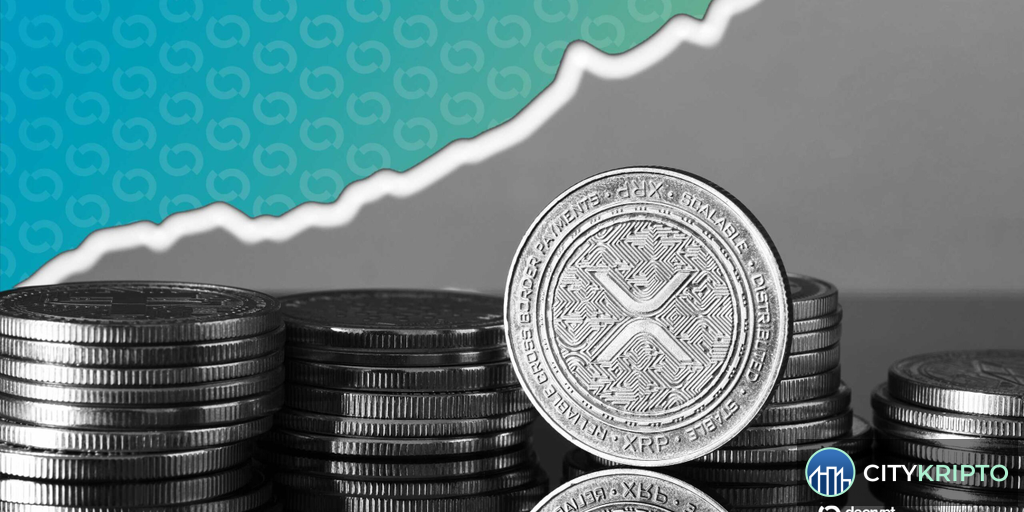 Логотип Evernorth на фоне биржи Nasdaq и символа XRP