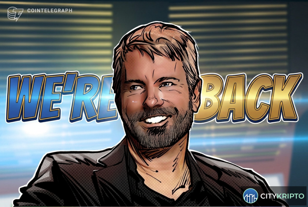 Michael Saylor signaling Bitcoin buying with 'We're Back' post