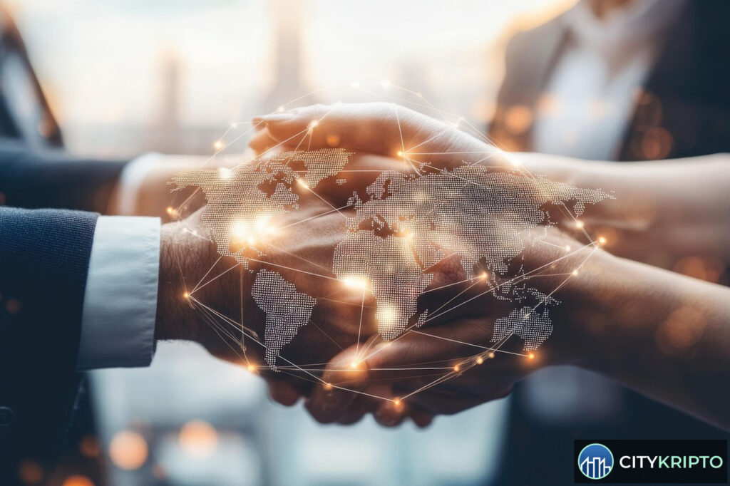 Логотипы SBI Group и dtcpay на фоне графика роста криптовалют