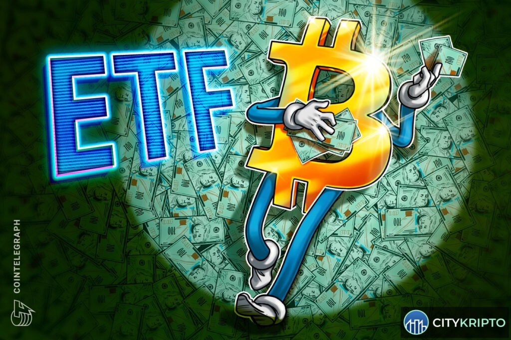 График роста притоков в Bitcoin-ETF и курса биткоина выше $87 000