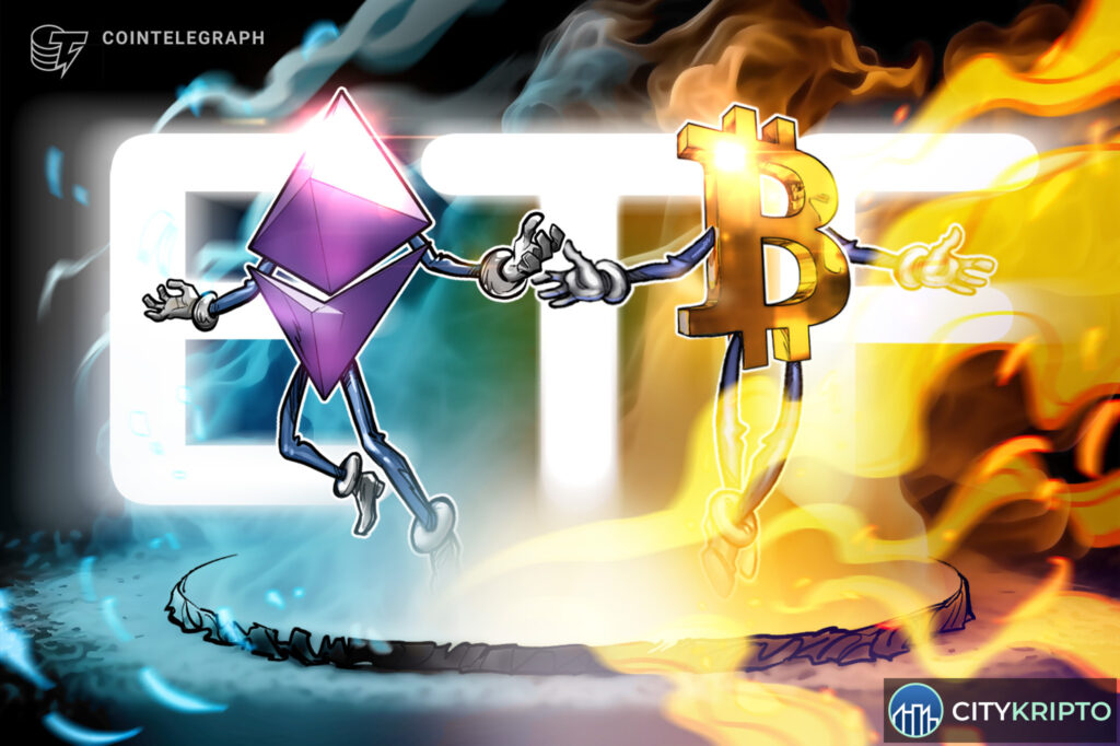 График притоков и оттоков Bitcoin и Ethereum ETF