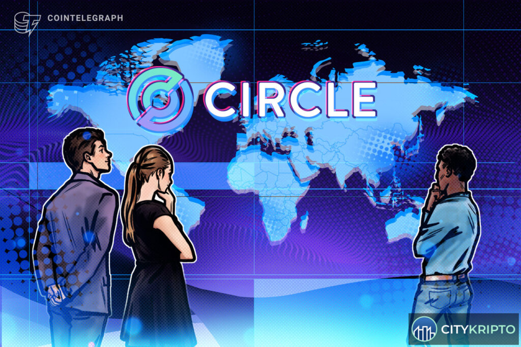 Логотип Circle и карта мира с выделенными развивающимися рынками