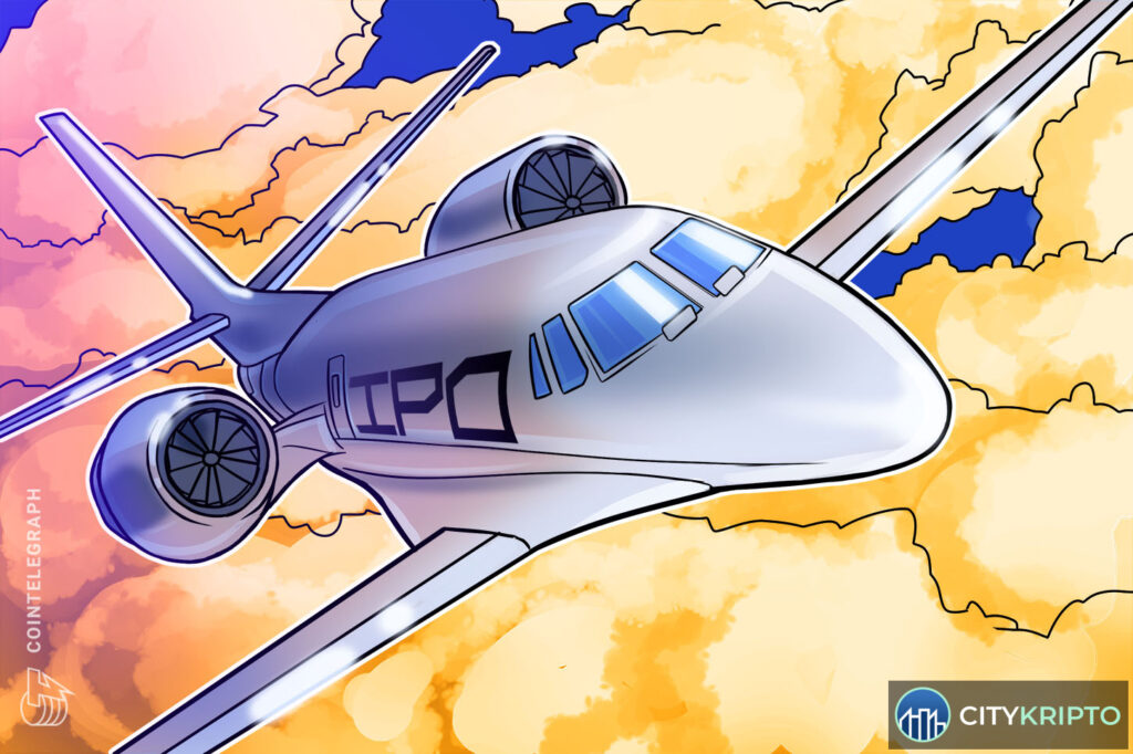 Логотип Anthropic и график IPO на фоне криптовалютных монет
