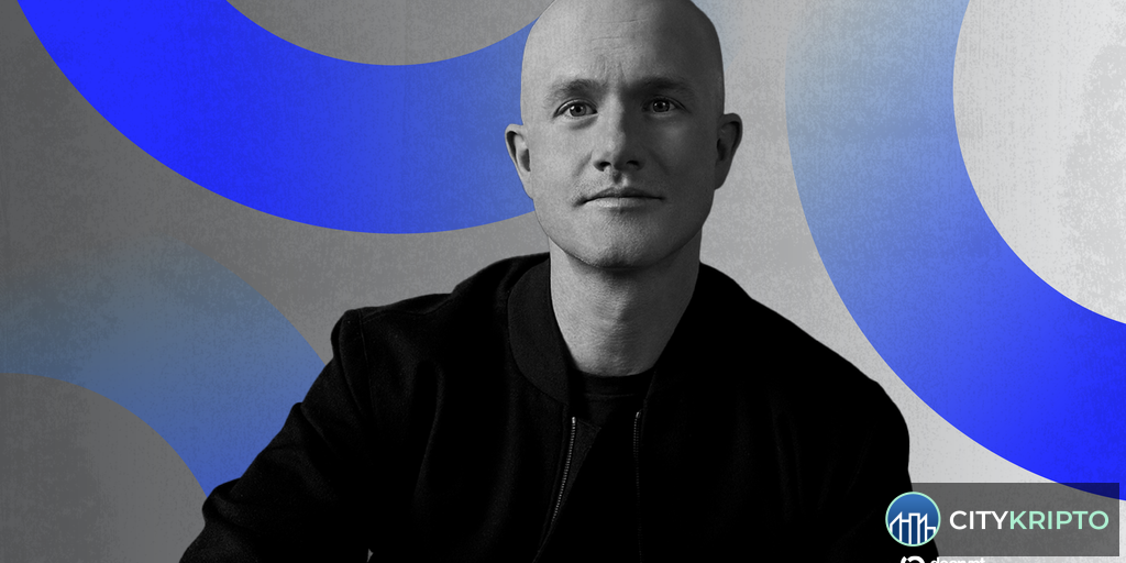Логотип Coinbase на фоне графика роста криптовалют