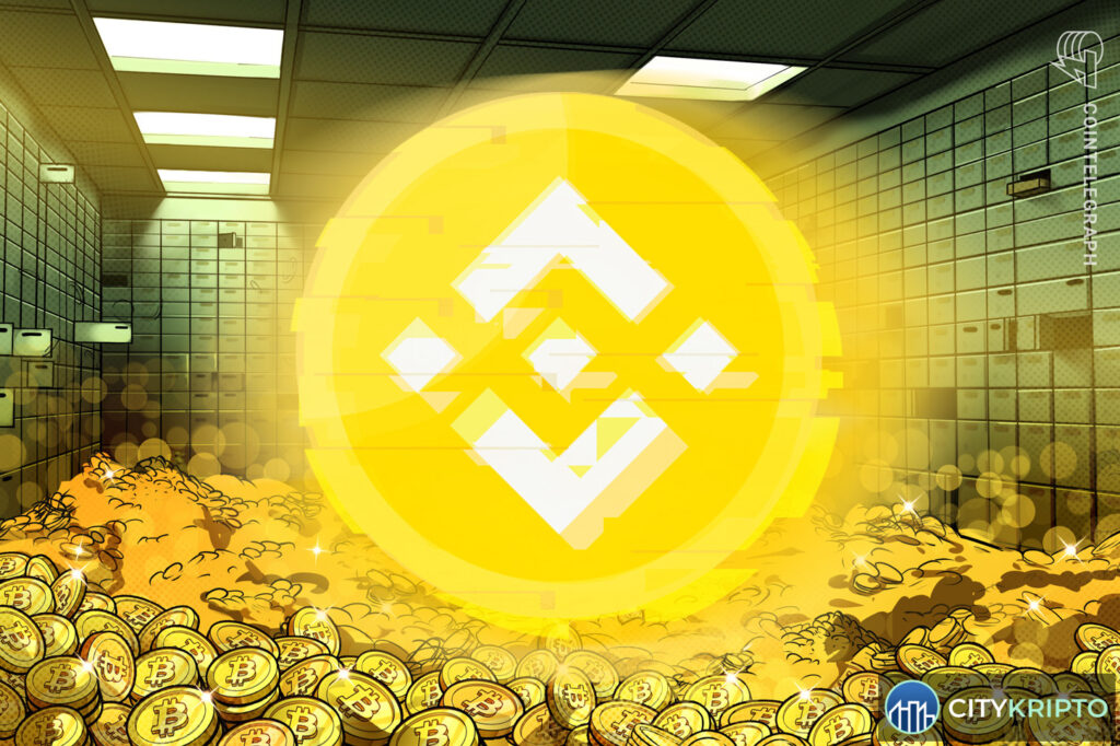 Логотип Binance на фоне графика криптовалют, символизирующий покрытие убытков от взлома