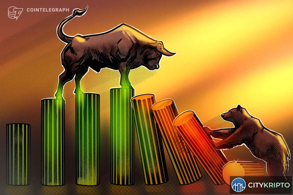 График биткоина падает на фоне распродажи на технологическом рынке и падения золота