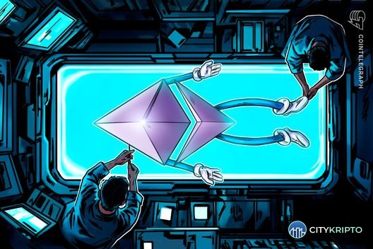 Логотип Ethereum с символами безопасности и квантовых технологий