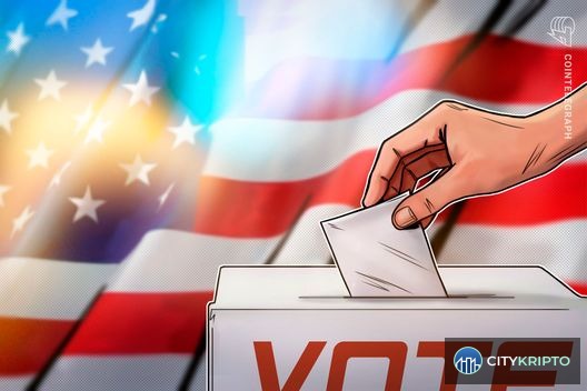 Логотип Stand With Crypto и Coinbase на фоне политической карты США, символизирующий план на выборы 2026 года