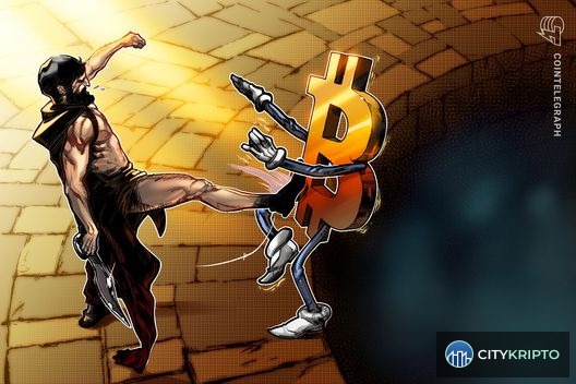 График падения курса Bitcoin до минимума за 3 недели на фоне нефтяного давления
