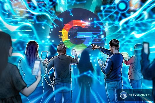 Иллюстрация дата-центра и логотипов Google и Anthropic на фоне графиков криптовалют