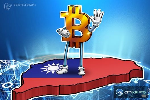 Тайваньский флаг и символ Bitcoin - концепция криптовалютных резервов