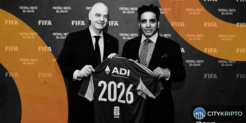 Логотипы FIFA и ADI Predictstreet с символикой Чемпионата мира и блокчейн-технологий