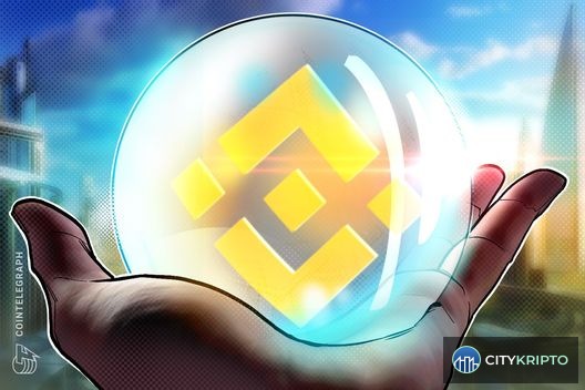 Логотип Binance с графиком рынка предсказаний на фоне