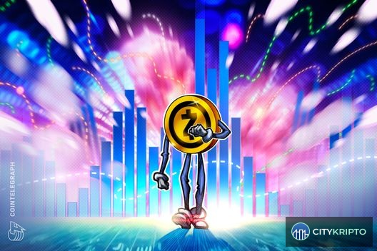 Логотип Foundry и график хешрейта Zcash, показывающий изменения в майнинге