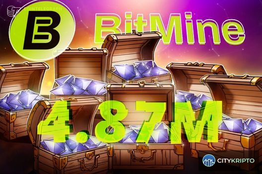 График роста холдингов Ether компанией Bitmine на фоне логотипов криптовалют
