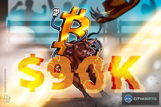 График Bitcoin с бычьим паттерном, показывающий рост к $90 000 на фоне увеличения ончейн-активности