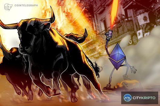 График роста открытого интереса по криптовалюте Ether (ETH) на фоне рыночного ралли