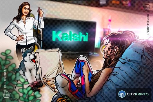 Логотип Kalshi с изображением портала для родителей и AI-верификации на фоне графиков криптовалют