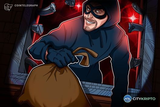 Иллюстрация взлома криптобиржи Grinex с символами Bitcoin и USDT на фоне цифрового взлома