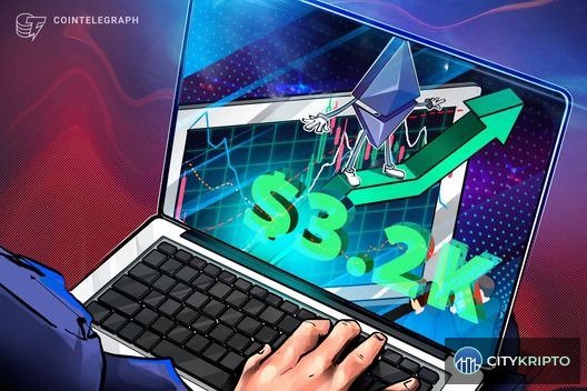 График цены Ethereum с отметкой роста к $3,200 и символикой кита