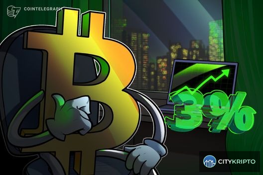 График роста Bitcoin на 3% на фоне геополитических событий
