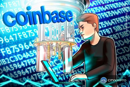 Логотипы Coinbase, Algorand и Aptos на фоне схемы квантовых вычислений