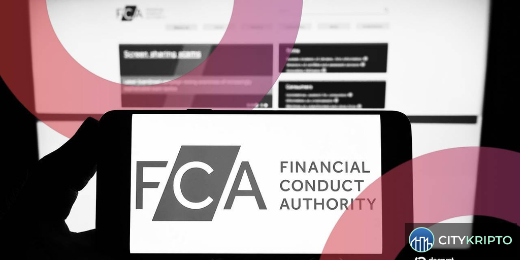 Иллюстрация рейда FCA по криптотрейдерам в Лондоне с символами регулирования и криптовалют