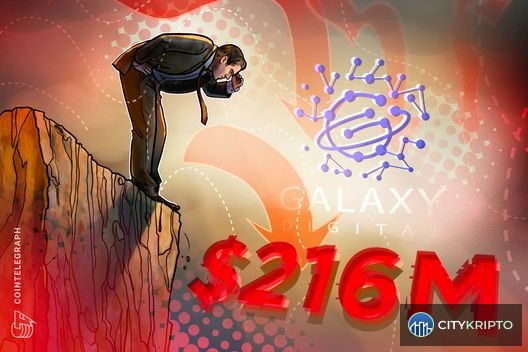 График падения криптовалютного рынка и логотип Galaxy Digital
