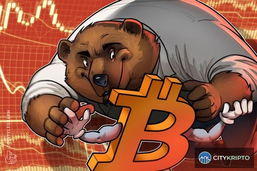 График Bitcoin с индикатором Coinbase Premium, показывающий медвежий флаг на уровне $76K